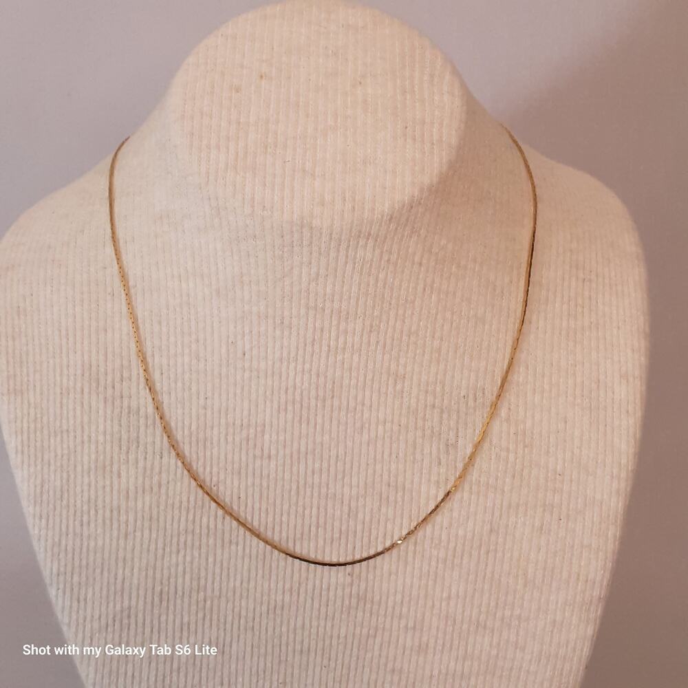 💎Barely There Korea Chain Necklace Gold Tone Cobra Links Spring Clasp